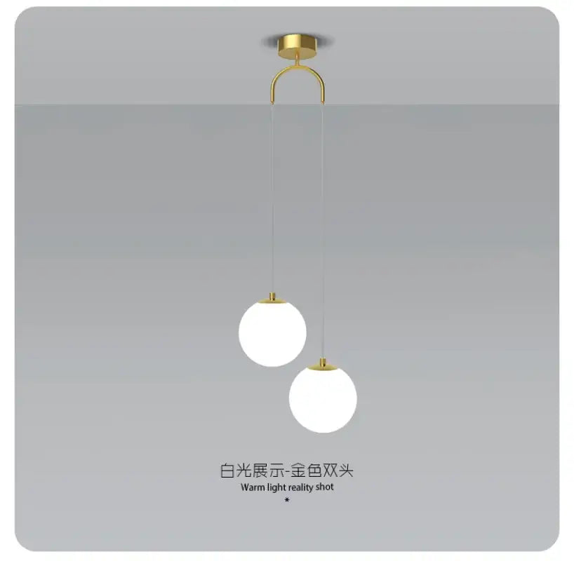 Modern black double glass ball pendant light for bedroom ceiling