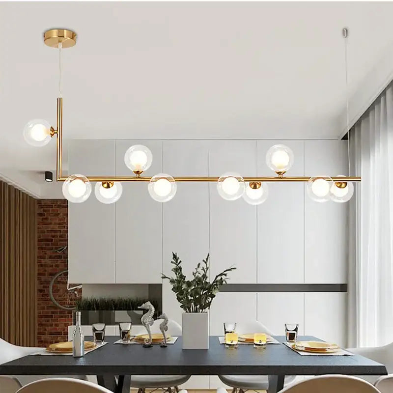 Modern black double glass lampshade chandelier for dining room