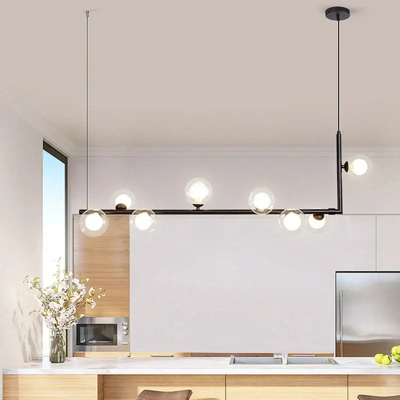 Modern black double glass lampshade chandelier for dining room
