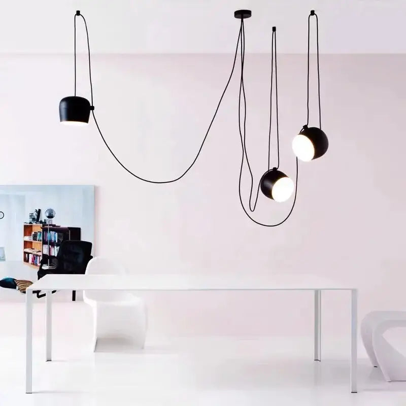 Modern black drum led pendant kitchen ceiling light