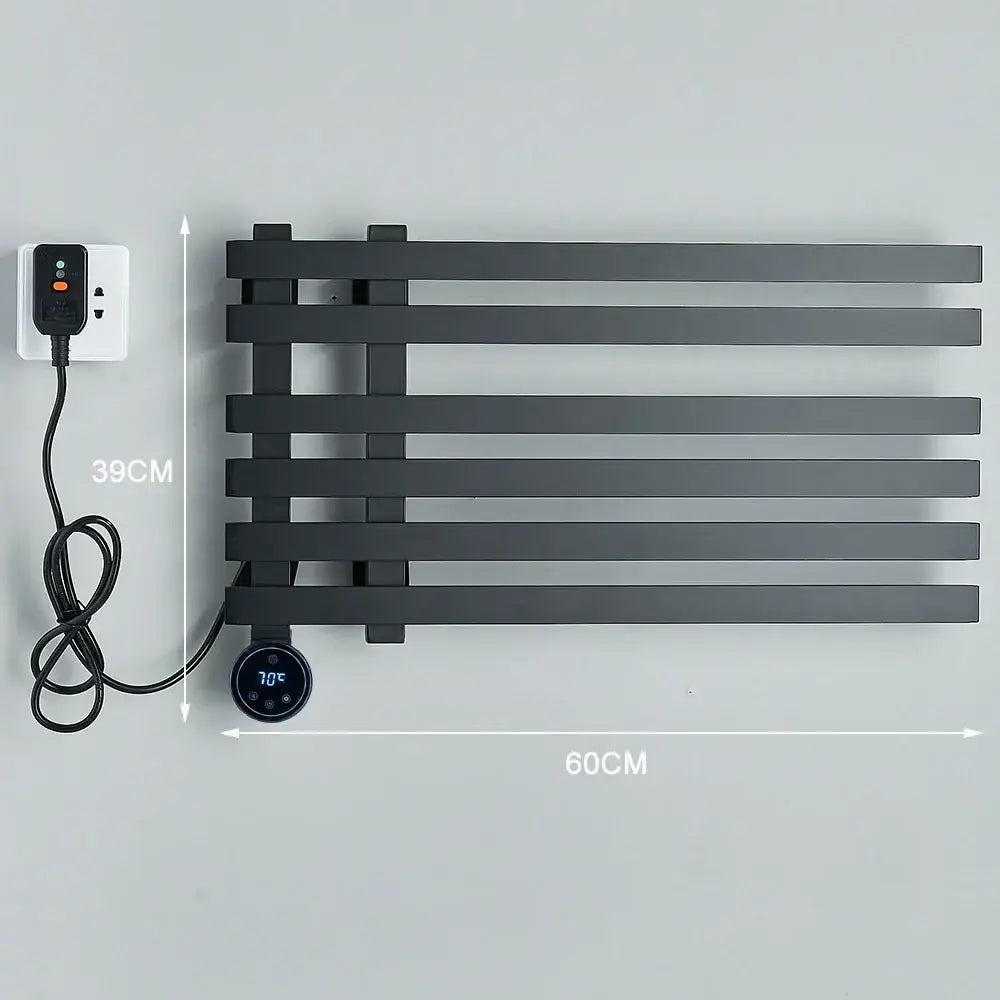 Modern black electric towel warmer rack bathroom digital display