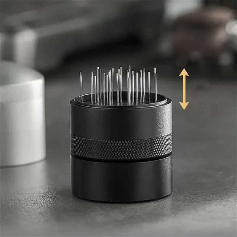 Modern black espresso needle distributor for kitchen coffee grounds