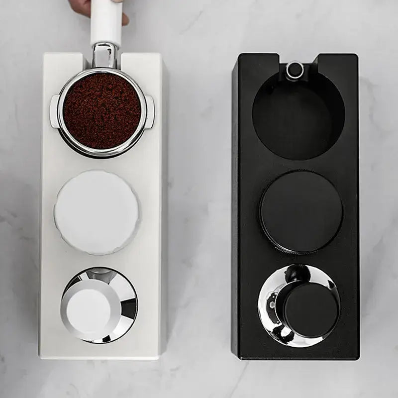 Modern black espresso tamper station kitchen portafilter holder