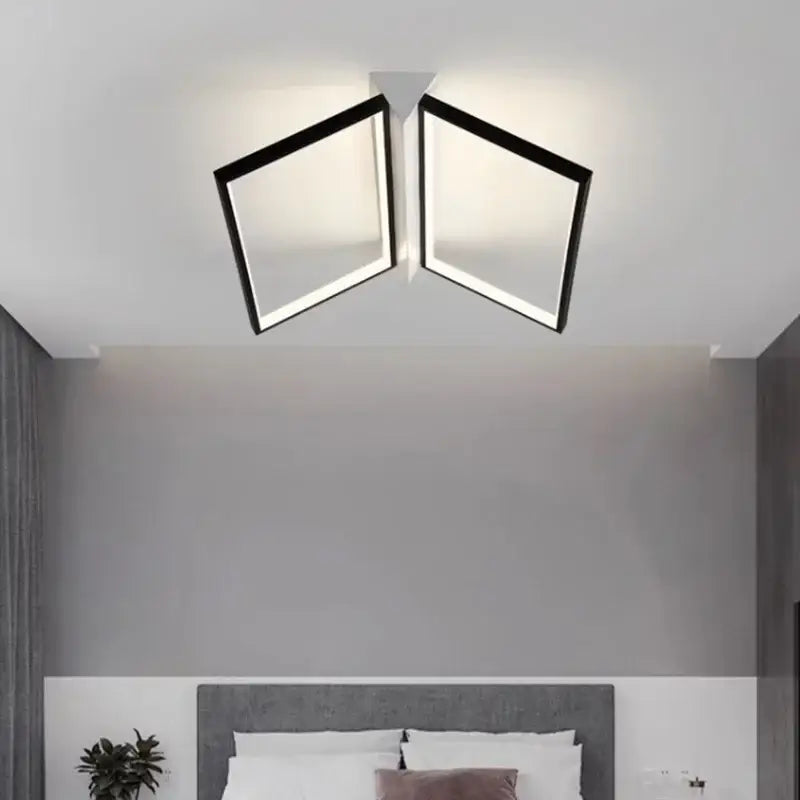 Modern black geometric led ceiling lights for living room illumination