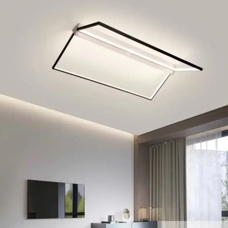 Modern black geometric led ceiling lights for living room illumination