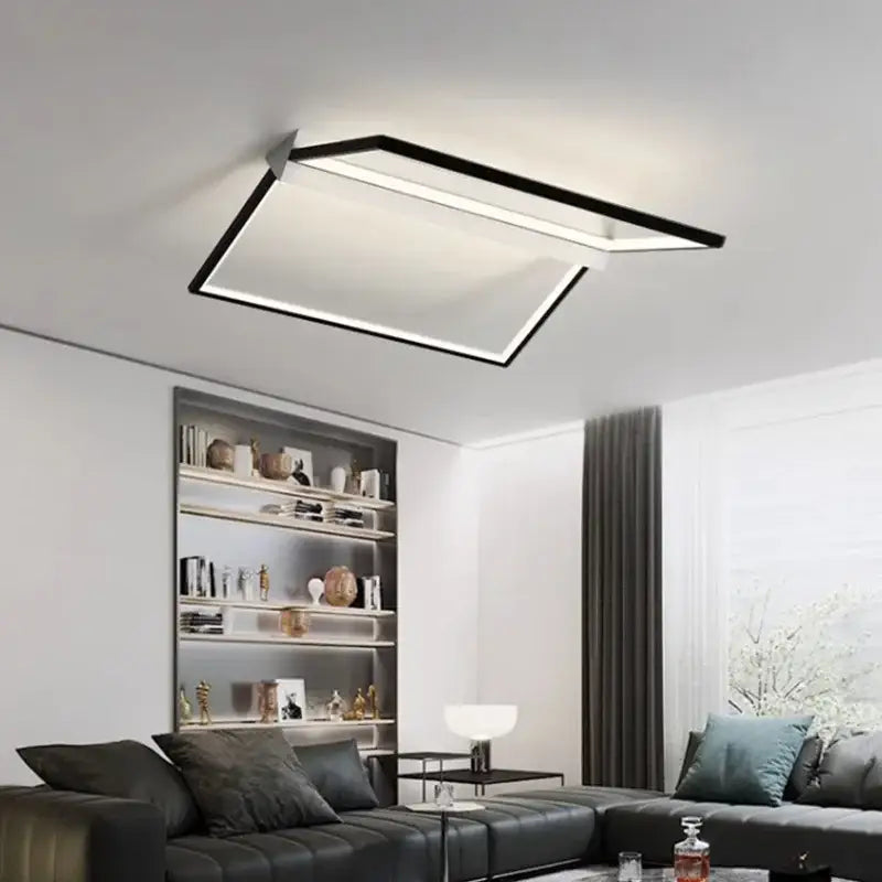 Modern black geometric led ceiling lights for living room illumination