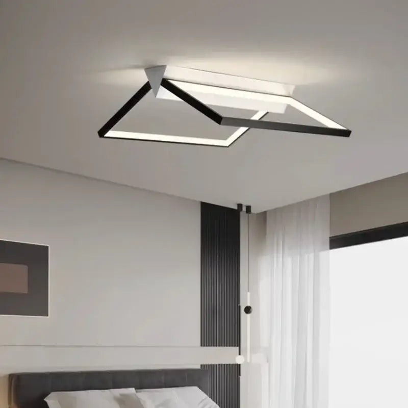 Modern black geometric led ceiling lights for living room illumination