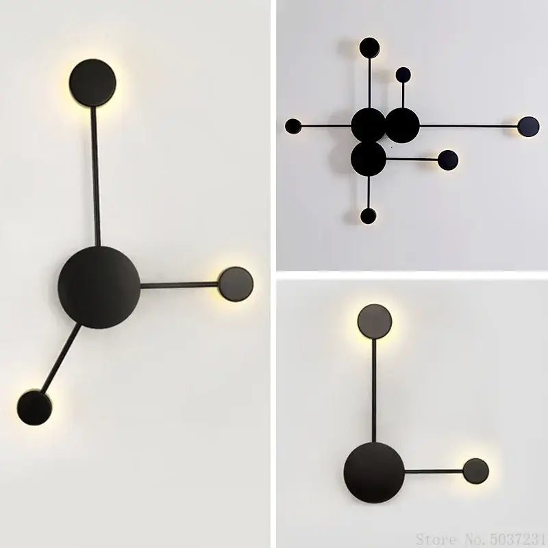 Modern black geometric led wall lamp living room sconce