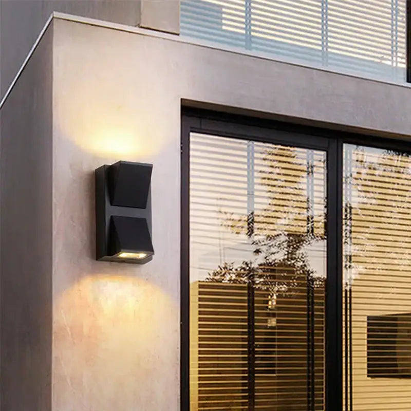 Modern black geometric led wall lamps garden outdoor sconce