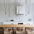 Modern black geometric led wire pendant light office chandelier