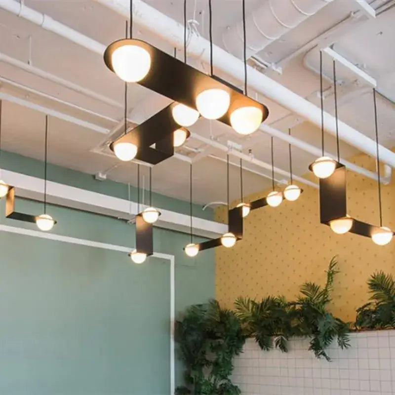 Modern black glass ball geometric chandelier kitchen pendant light