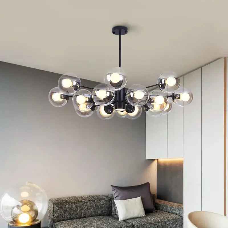 Modern black glass ball led chandelier – dining room pendant light