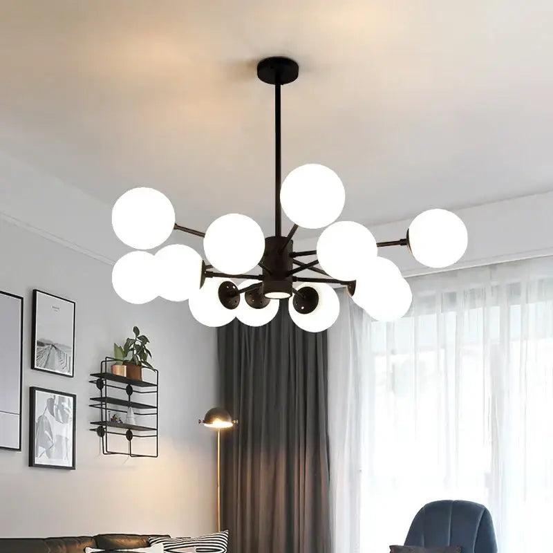 Modern black glass ball led chandelier – dining room pendant light