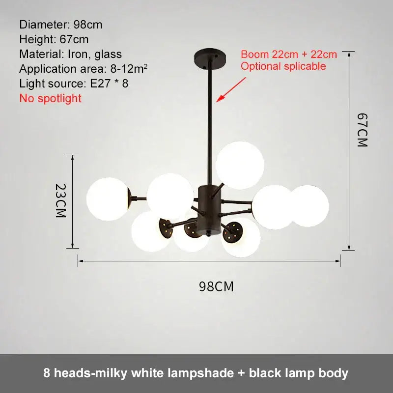 Modern black glass ball led chandelier – dining room pendant light