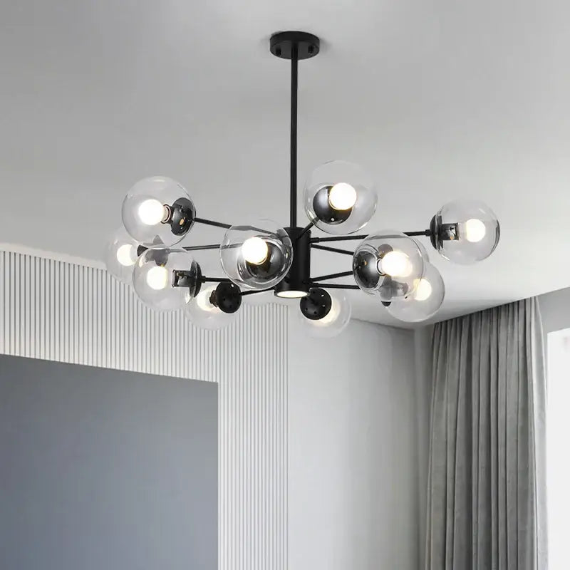 Modern black glass ball led chandelier – dining room pendant light