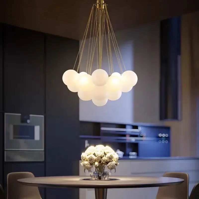 Modern black glass ball led chandelier living room pendant light