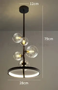 Modern black glass ball led chandelier living room pendant light