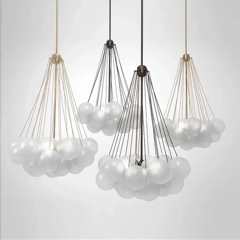 Modern black glass ball led chandelier living room pendant light