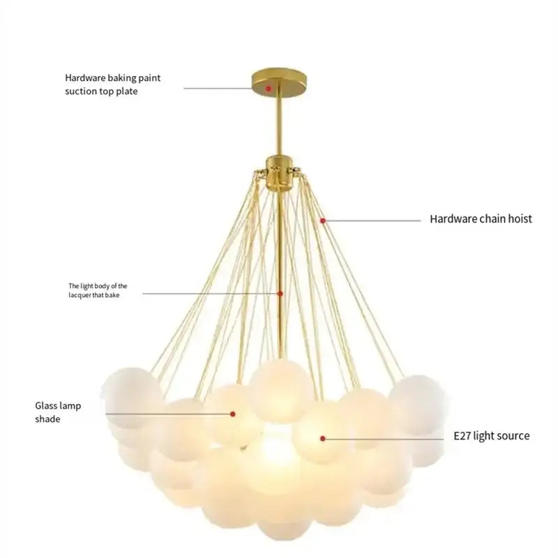 Modern black glass ball led chandelier living room pendant light