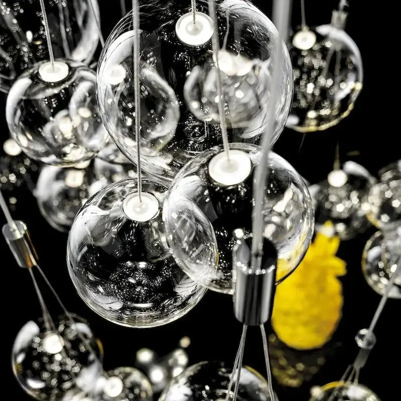 Modern black glass ball led pendant lamps for kitchen dining room