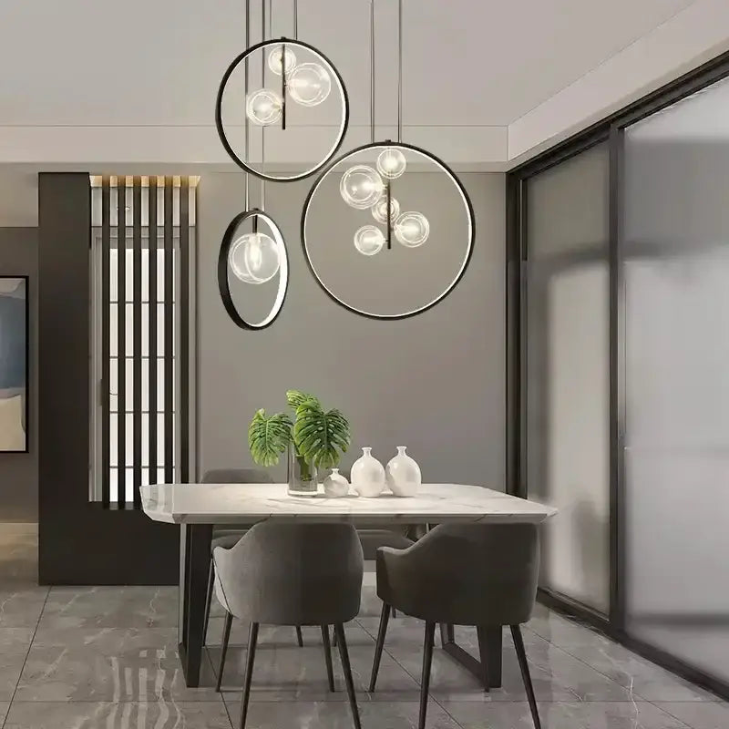 Modern black glass bubble chandelier dining room led pendant light