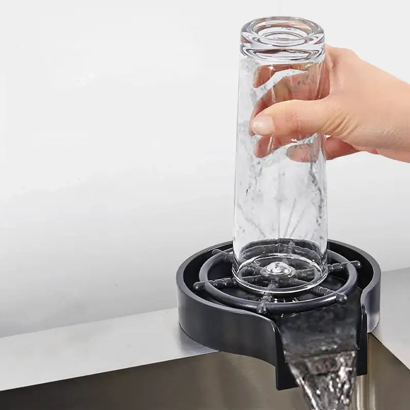 Modern black glass rinser sink – kitchen automatic cup washer