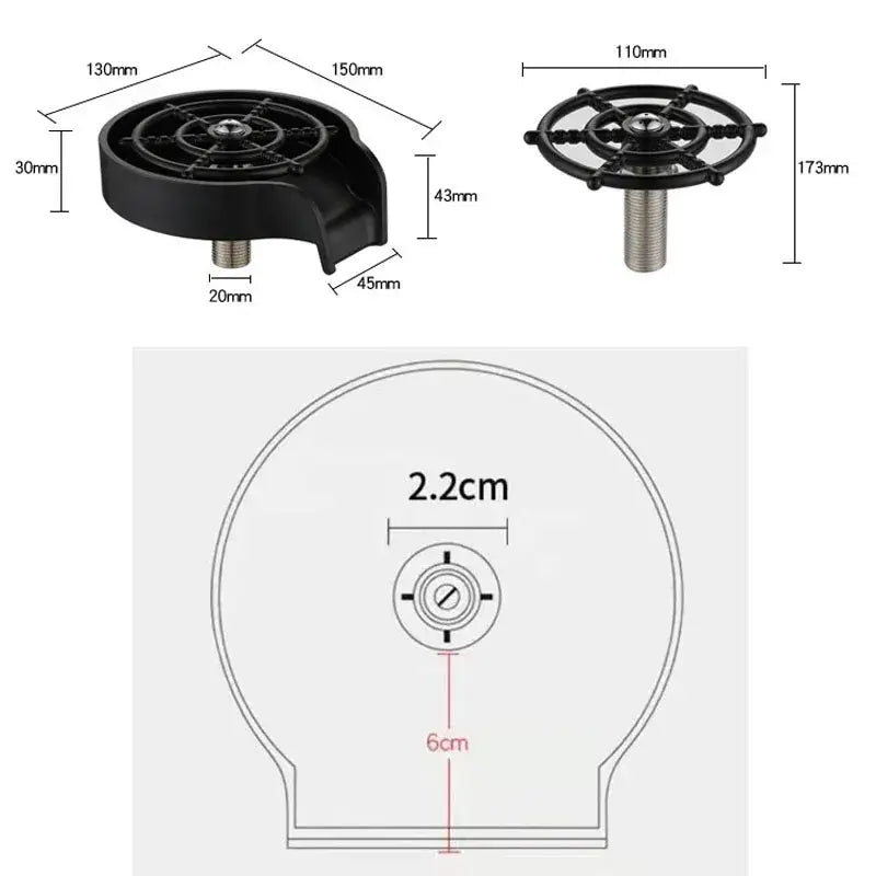 Modern black glass rinser sink – kitchen automatic cup washer