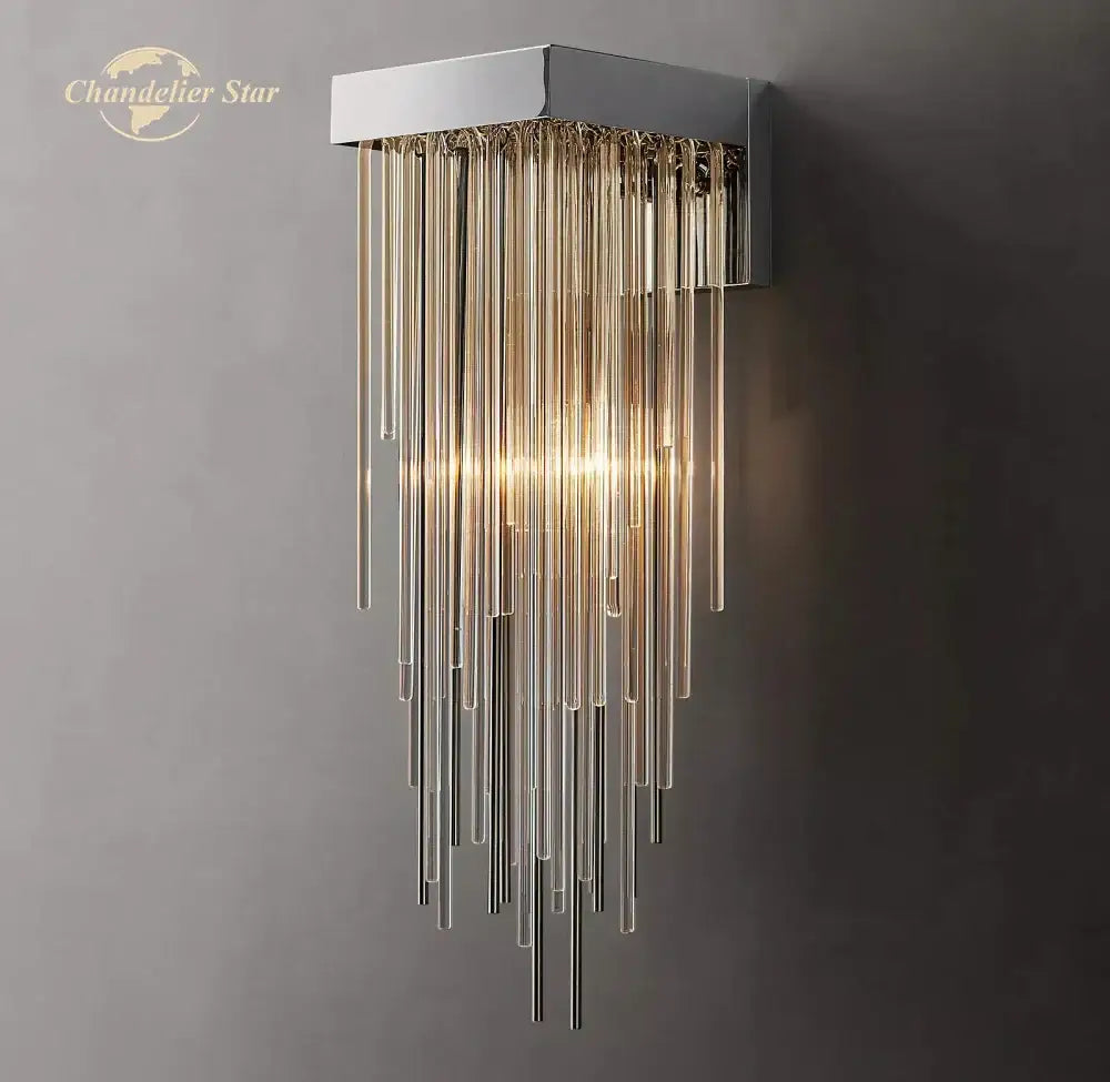 Modern black glass rod led wall lamp living room cascada sconce