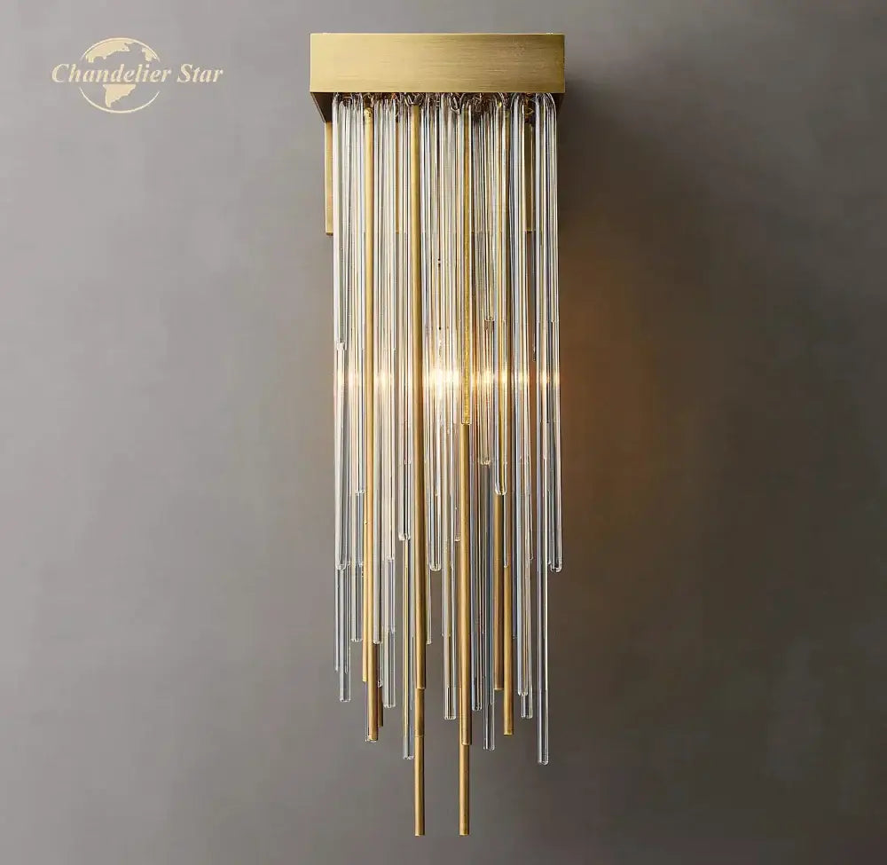 Modern black glass rod led wall lamp living room cascada sconce