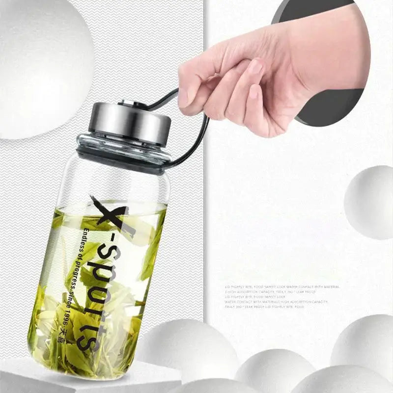 Modern black glass tea bottle kitchen travel flask with sleeve