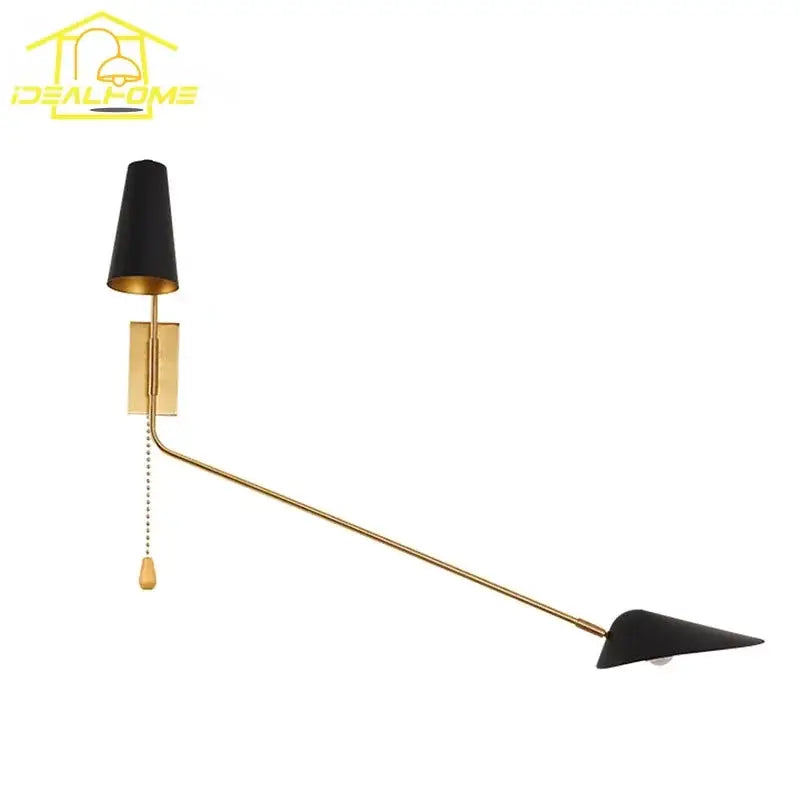 Modern black & gold adjustable double head wall lamp bedroom sconce