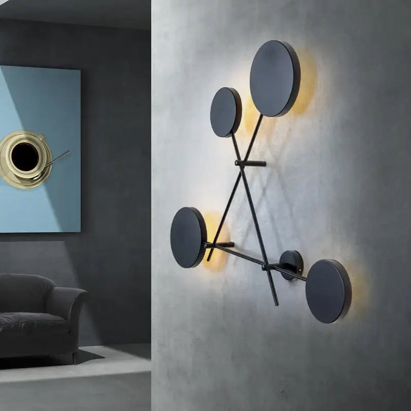 Modern black & gold adjustable rotating led wall sconce bedroom light