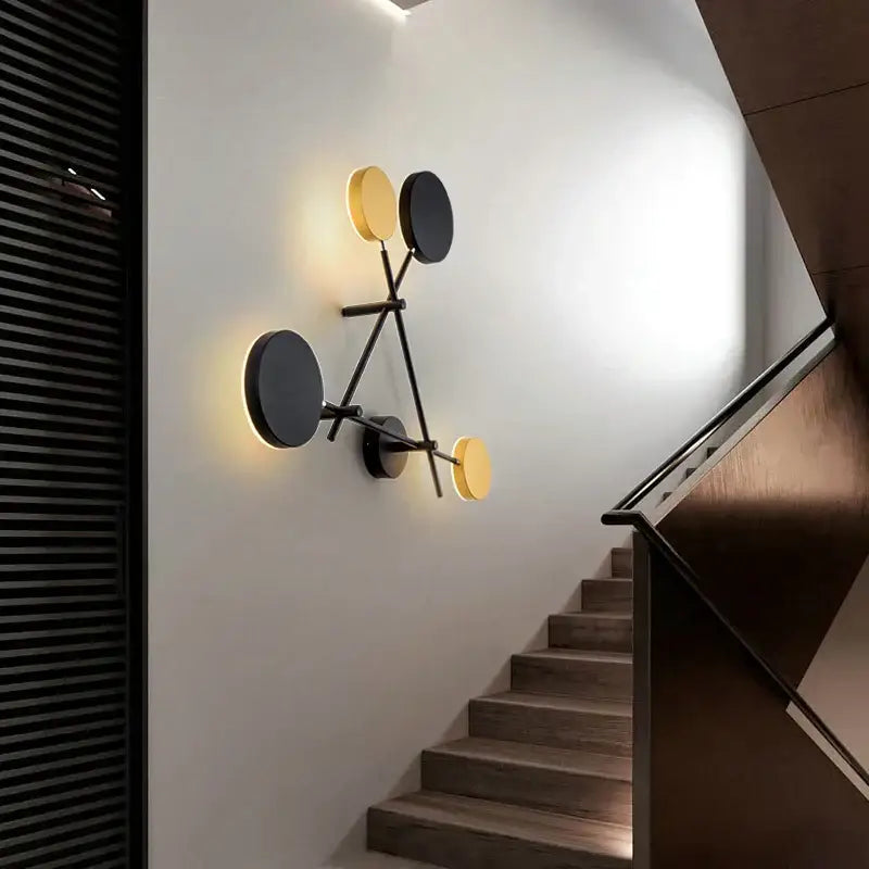 Modern black & gold adjustable rotating led wall sconce bedroom light