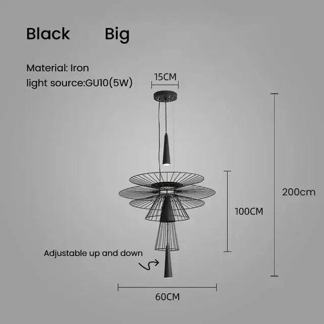 Modern black & gold circular iron pendant light dining room