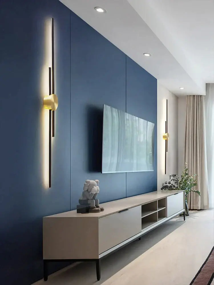 Modern black & gold copper wall light bedroom sconce