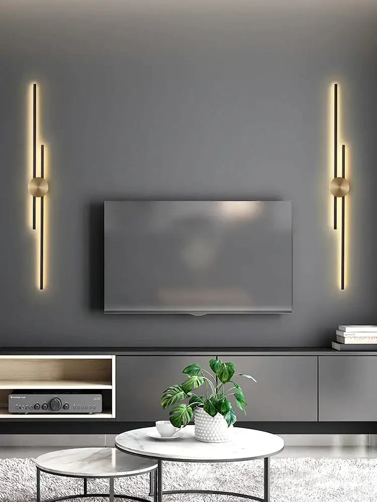 Modern black & gold copper wall light bedroom sconce