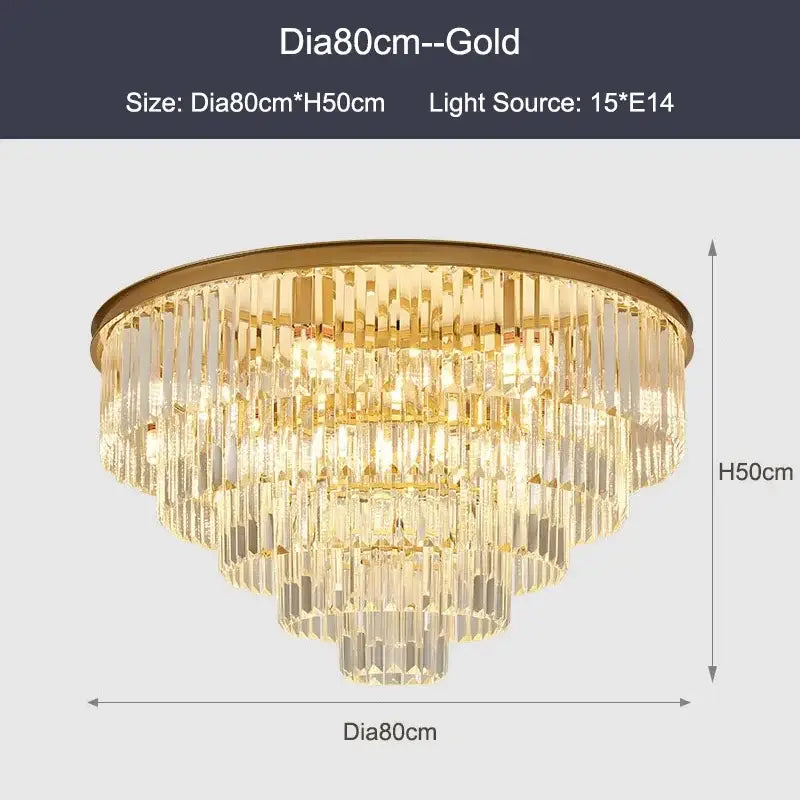 Modern black & gold crystal ceiling chandelier living room light