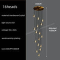 Modern black & gold crystal chandelier led staircase pendant light