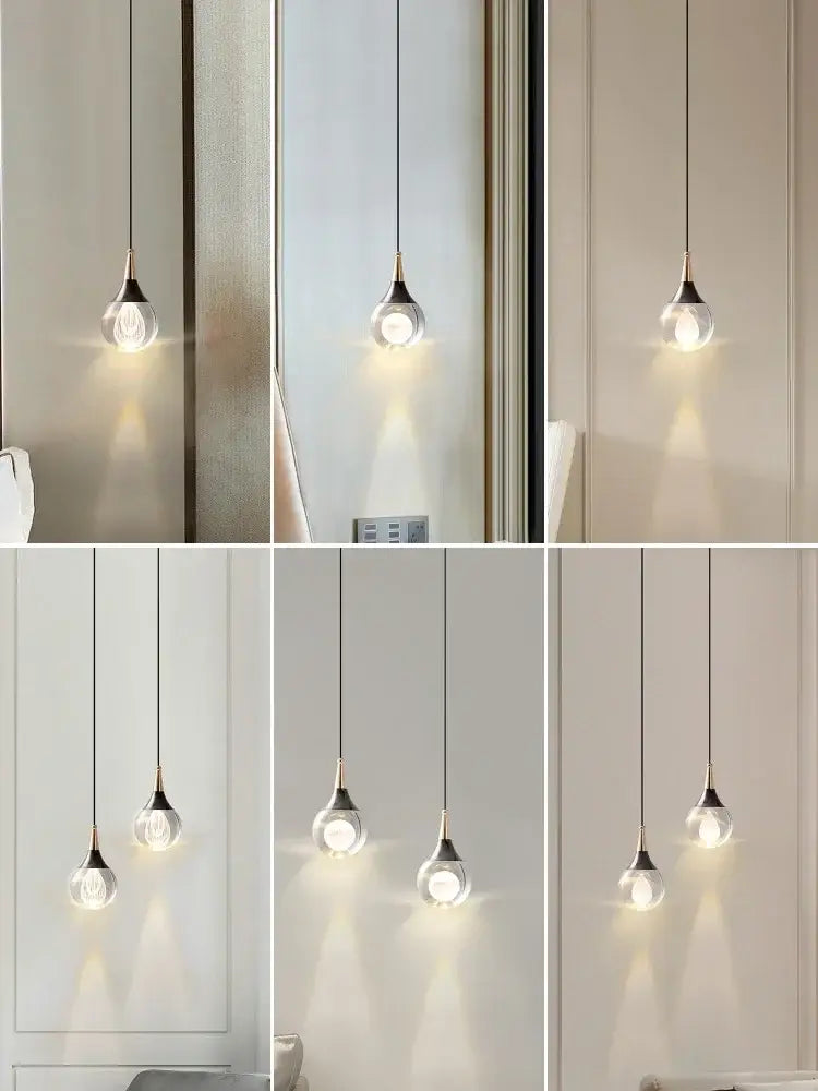 Modern black & gold crystal led ball pendant dining room light