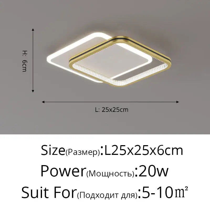 Modern black & gold crystal led ceiling lights for entrance hallways