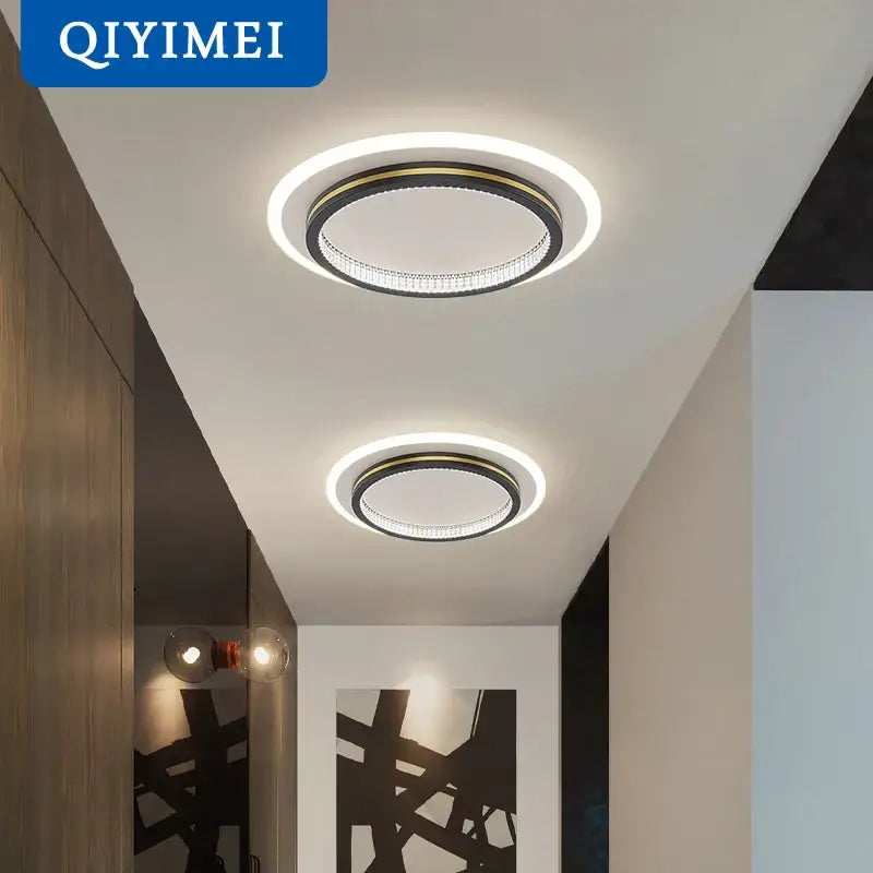 Modern black & gold crystal led ceiling lights for entrance hallways