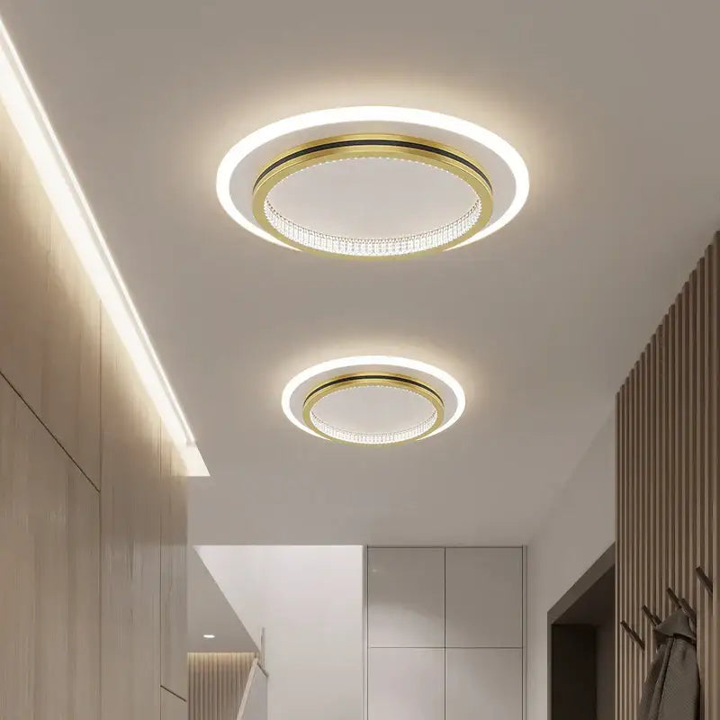 Modern black & gold crystal led ceiling lights for entrance hallways