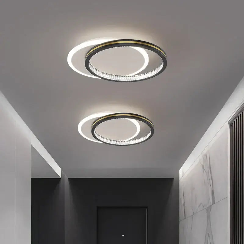 Modern black & gold crystal led ceiling lights for entrance hallways