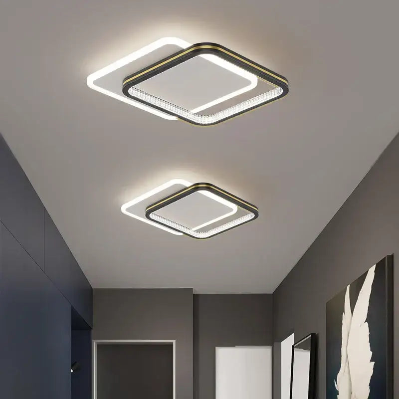 Modern black & gold crystal led ceiling lights for entrance hallways