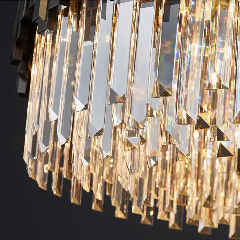 Modern black & gold crystal led chandelier for living room lighting