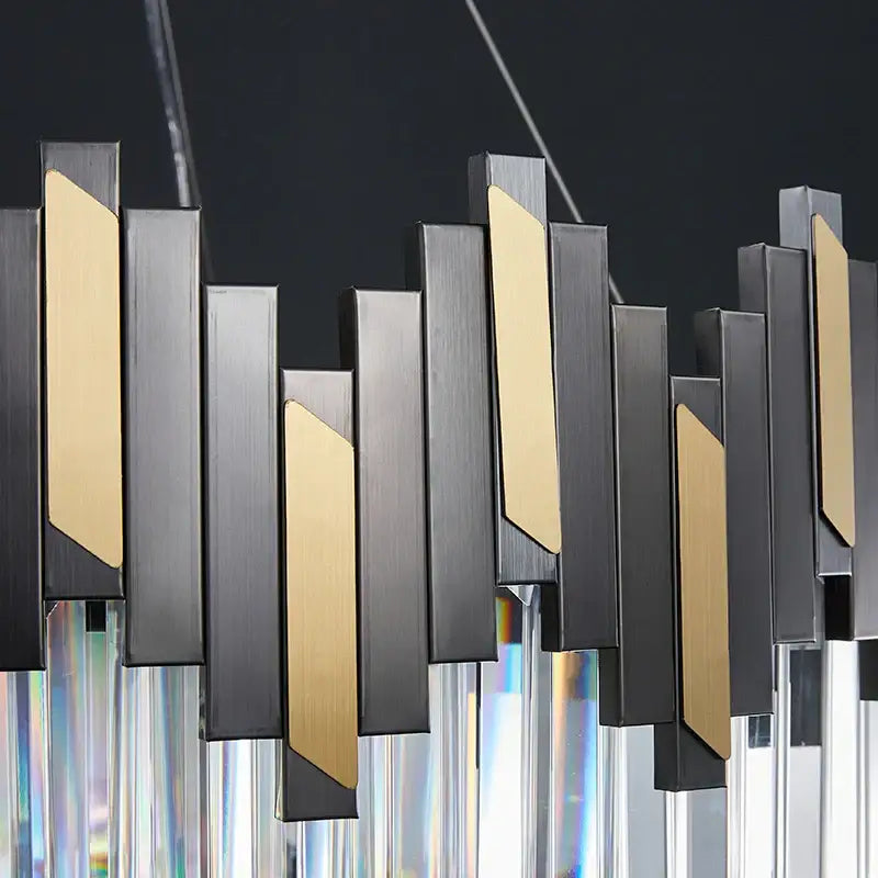 Modern black & gold crystal led chandelier for living room lighting