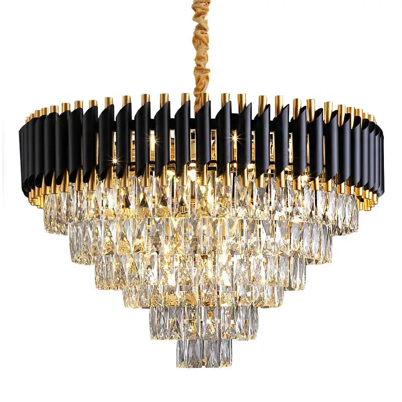 Modern black & gold crystal led pendant light dining room