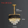 Modern black & gold crystal led pendant light dining room