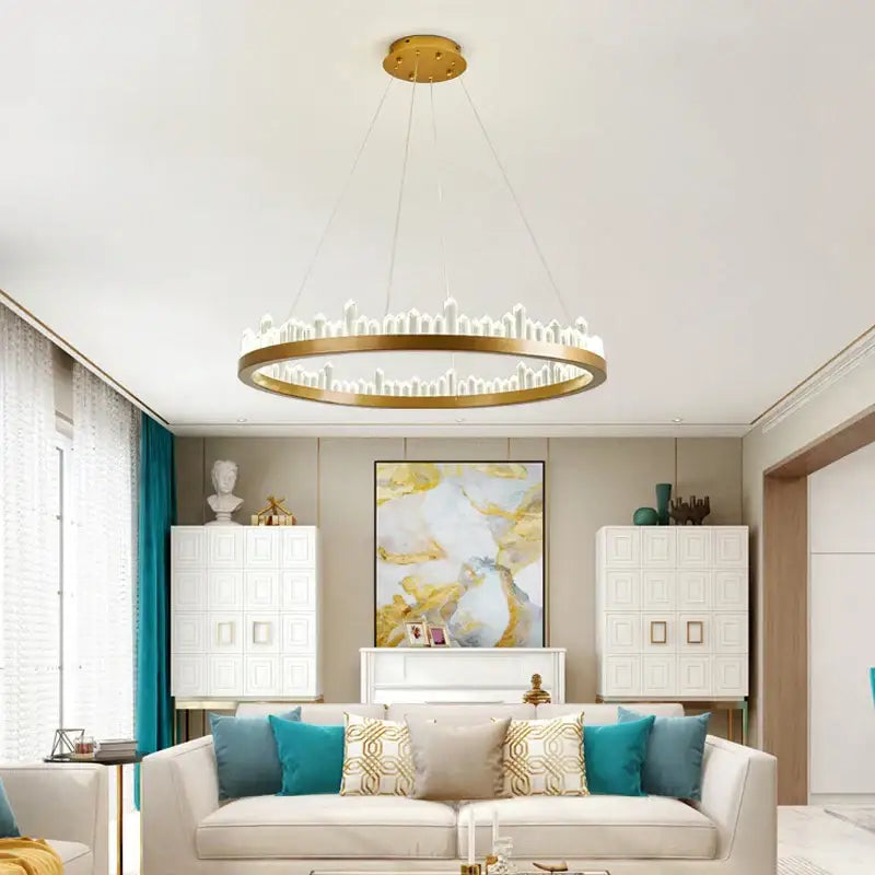 Modern black & gold crystal led pendant lights dining room chandelier