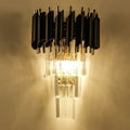 Modern black & gold crystal luxury wall lamp bedroom sconce